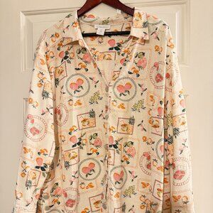 Cynthia Rowley Linen blend Fruit Tunic Top sz 1x